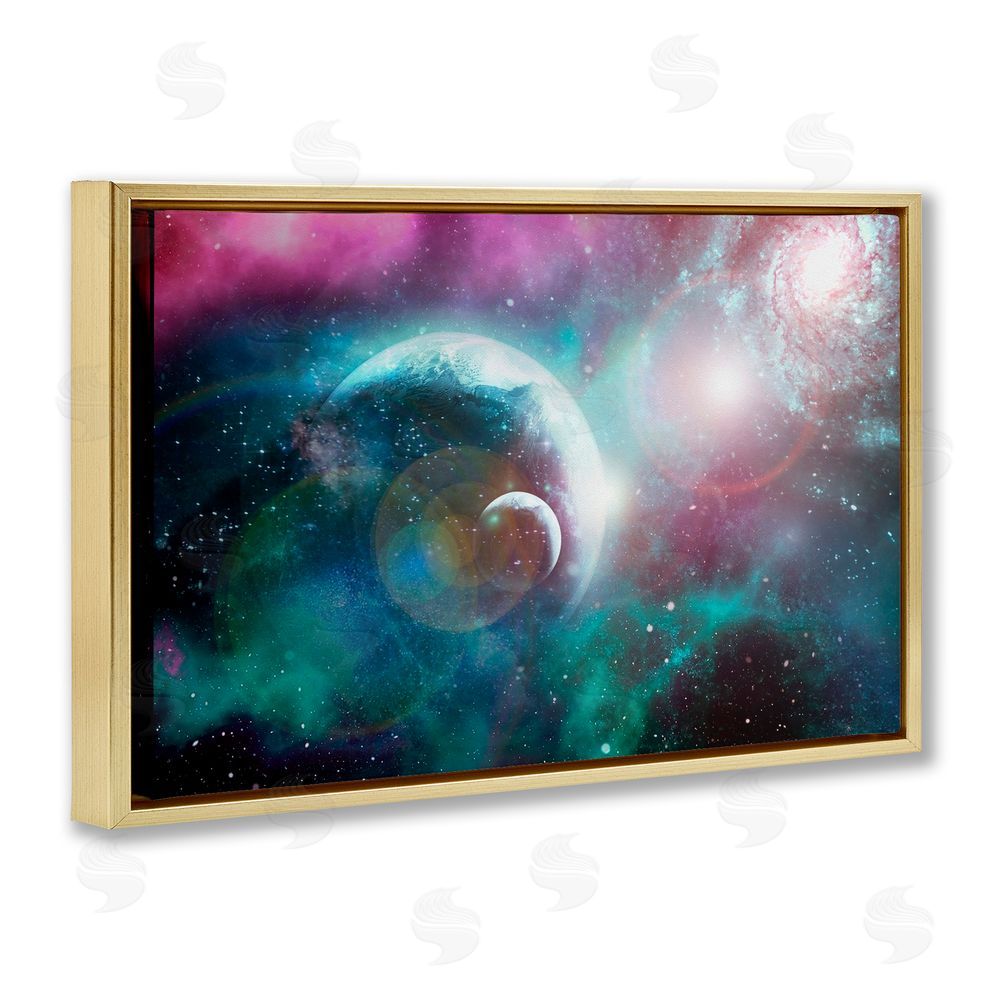 Ali Chris Eclipsing Cosmos Planets Gold Floating Frame Canvas Wall Art Print