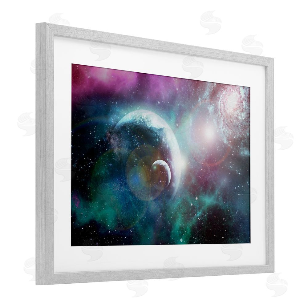 Ali Chris Eclipsing Cosmos Planets Gray Framed Print Under Glass Wall Art
