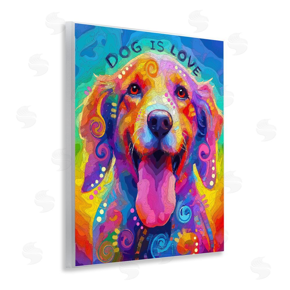 Dean Russo- Evolution Collection Dog Is Love Swirled Pattern Wooden Wall Plaque Art Print