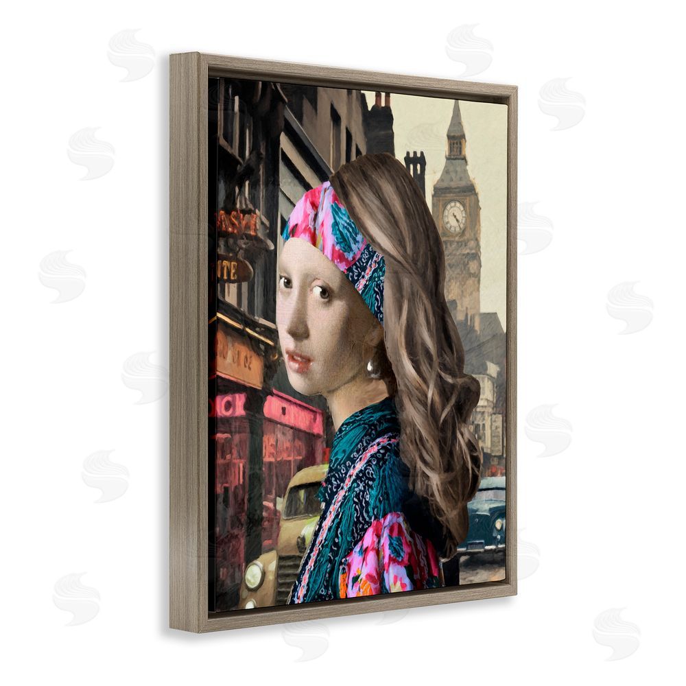 Sasha Carnaby Street Remix Painting Brown Floating Frame Canvas Wall Art Print