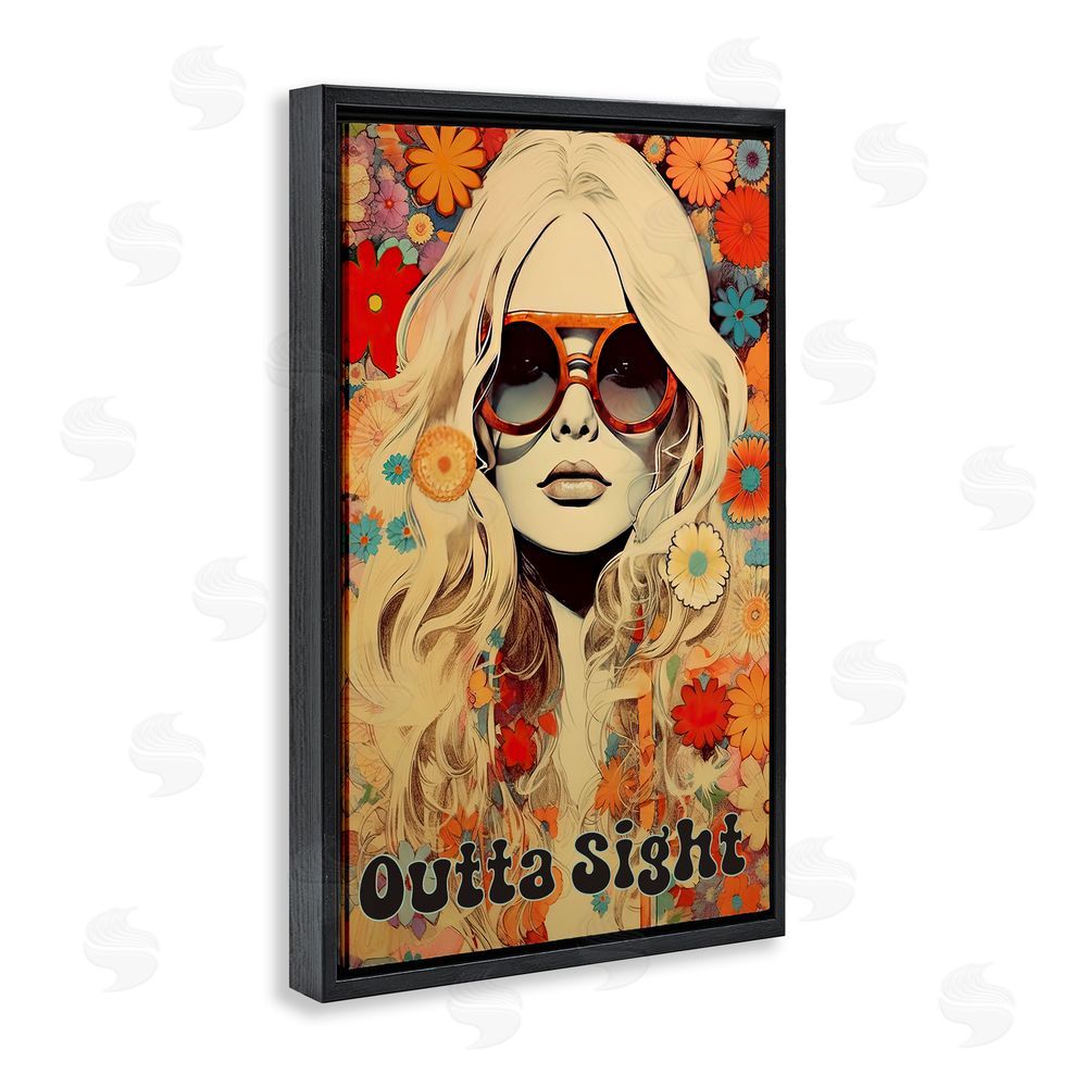 Sasha Outta Sight Hippie Girl Black Floating Frame Canvas Wall Art Print