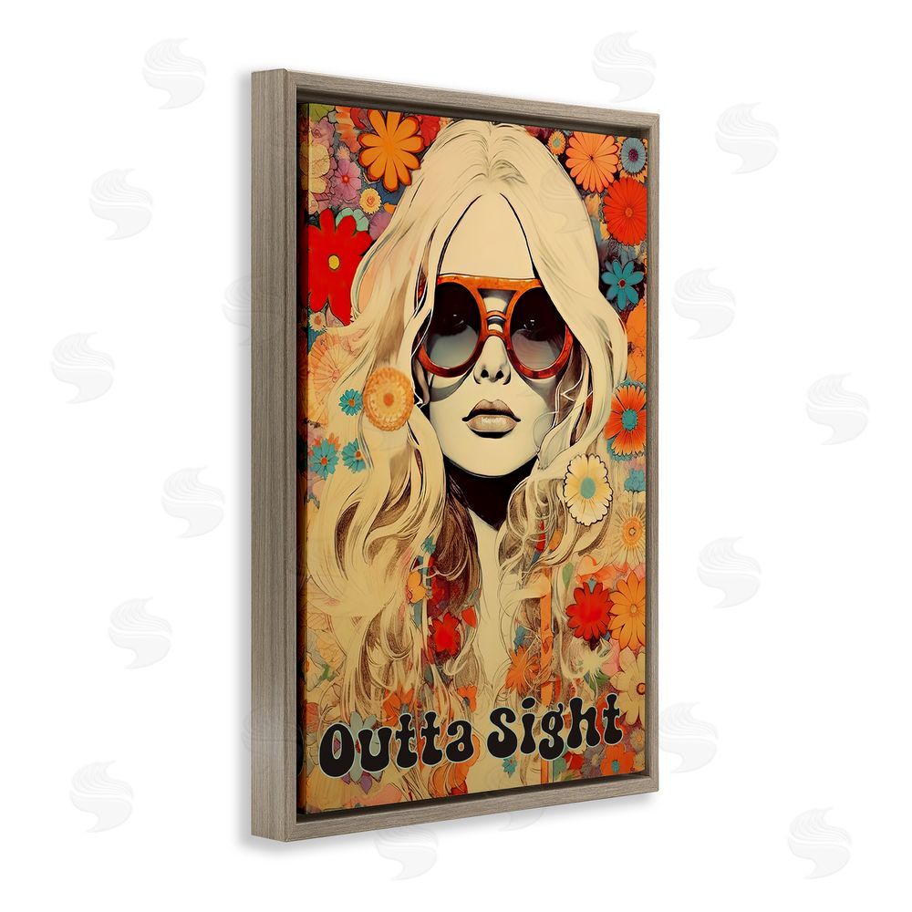 Sasha Outta Sight Hippie Girl Brown Floating Frame Canvas Wall Art Print