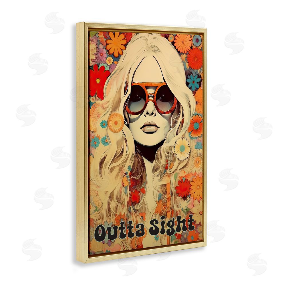 Sasha Outta Sight Hippie Girl Gold Floating Frame Canvas Wall Art Print