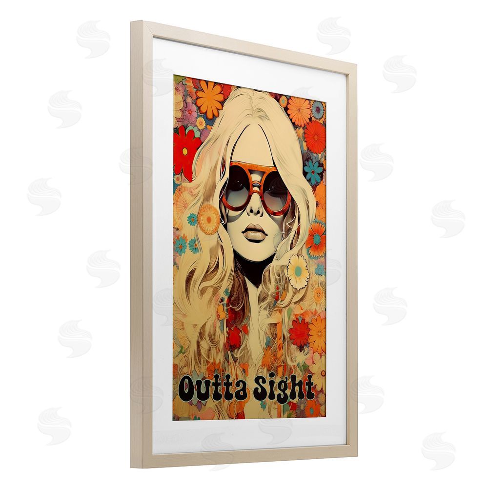 Sasha Outta Sight Hippie Girl Brown Framed Print Under Glass Wall Art