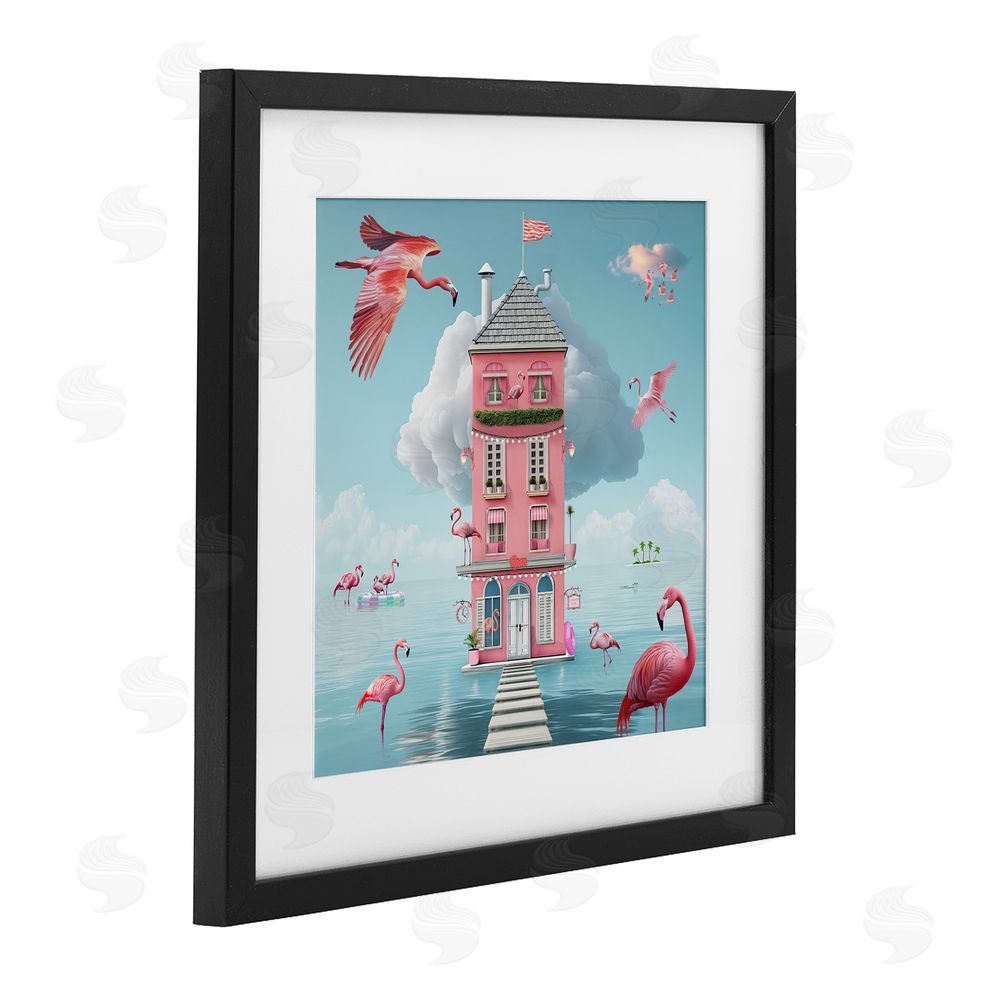 Lori Lea Studios Flamingo Hotel on Water Black Framed Print Under Glass Wall Art