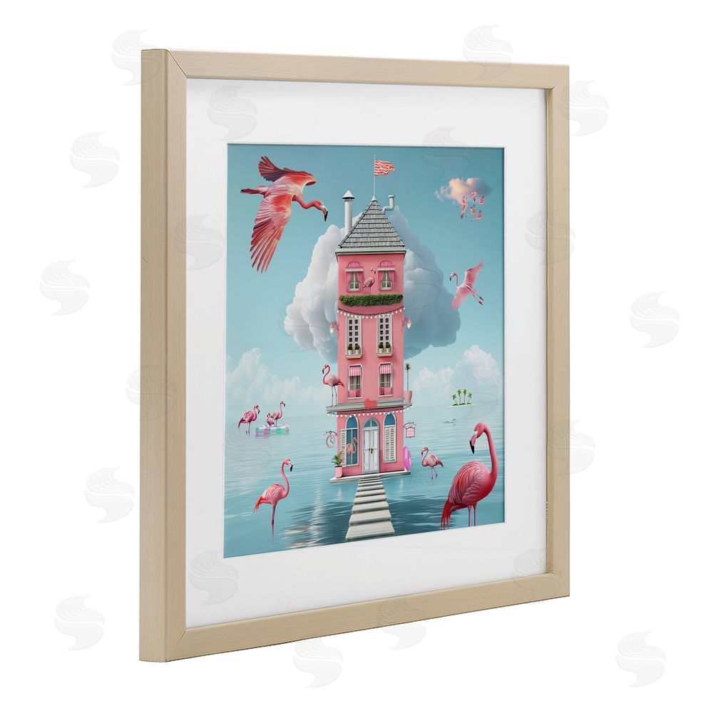 Lori Lea Studios Flamingo Hotel on Water Brown Framed Print Under Glass Wall Art