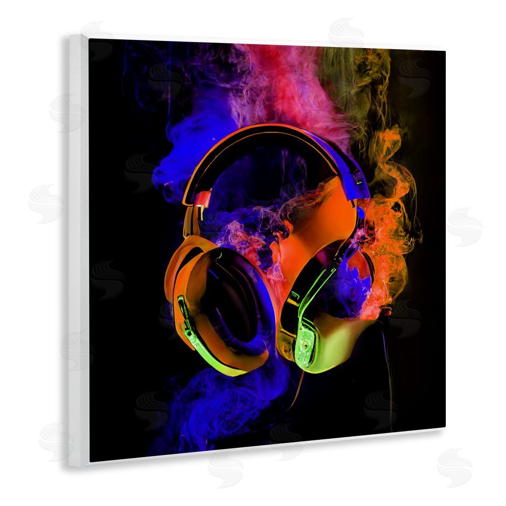 Sasha Power Play Headphones Wooden Wall Plaque Art Print