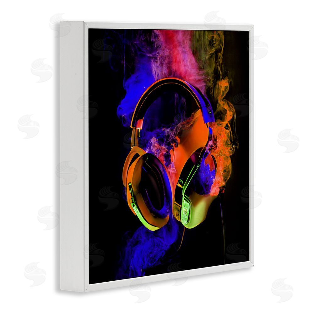 Sasha Power Play Headphones White Framed Giclee Print Wall Art