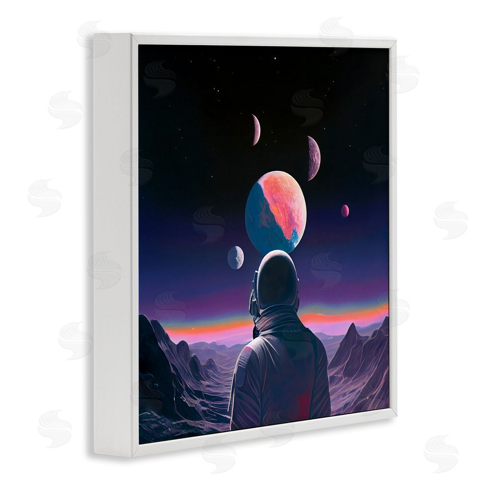 Sasha Astronaut & Purple Toned Terrain White Framed Giclee Print Wall Art