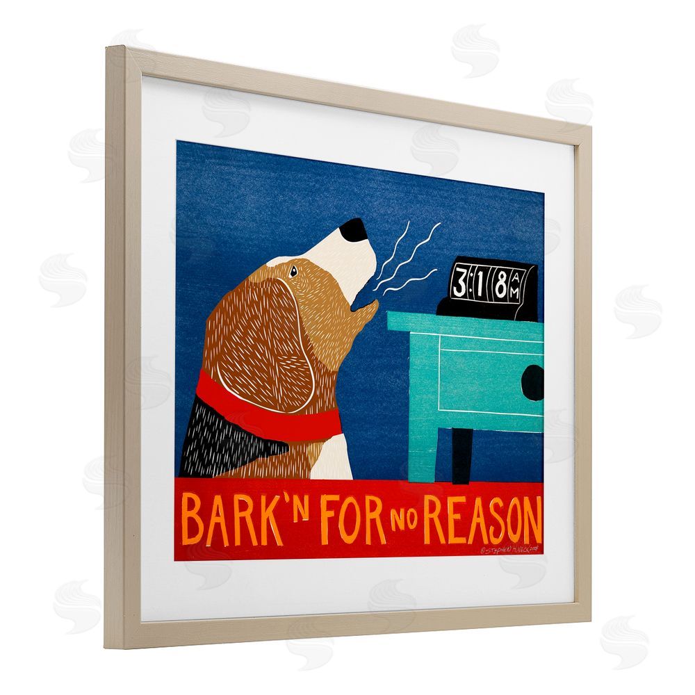 Stephen Huneck Bark'n For No Reason Brown Framed Print Under Glass Wall Art
