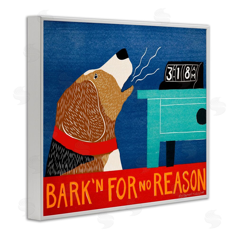 Stephen Huneck Bark'n For No Reason White Framed Giclee Print Wall Art