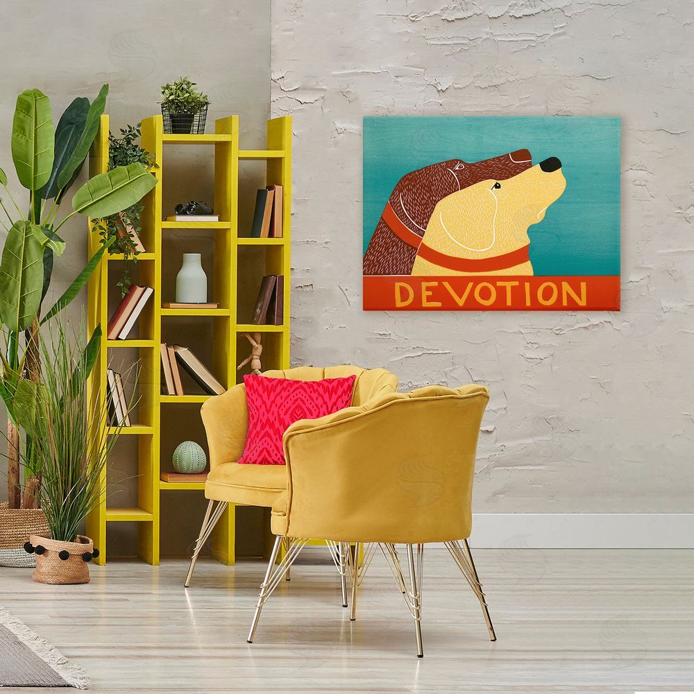 Stephen Huneck Devotion Dog Duo Stretched Canvas Wall Art Print in Room