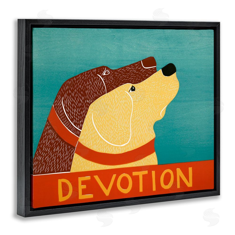 Stephen Huneck Devotion Dog Duo Black Floating Frame Canvas Wall Art Print