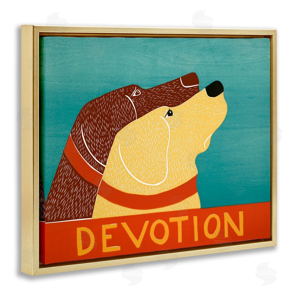 Stephen Huneck Devotion Dog Duo Gold Floating Frame Canvas Wall Art Print