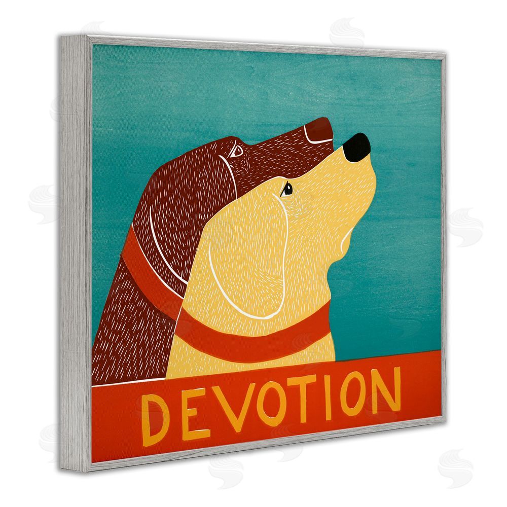 Stephen Huneck Devotion Dog Duo Gray Framed Giclee Print Wall Art