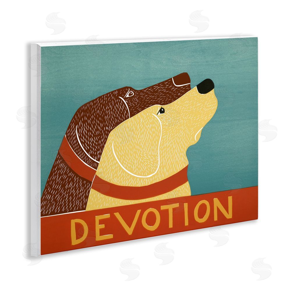 Stephen Huneck Devotion Dog Duo Wooden Wall Plaque Art Print