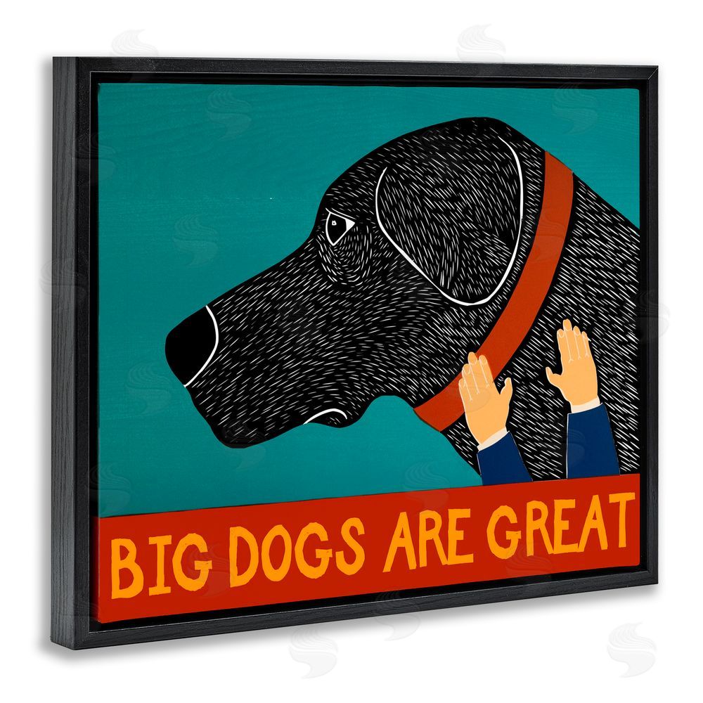 Stephen Huneck Big Dogs Are Great Black Floating Frame Canvas Wall Art Print