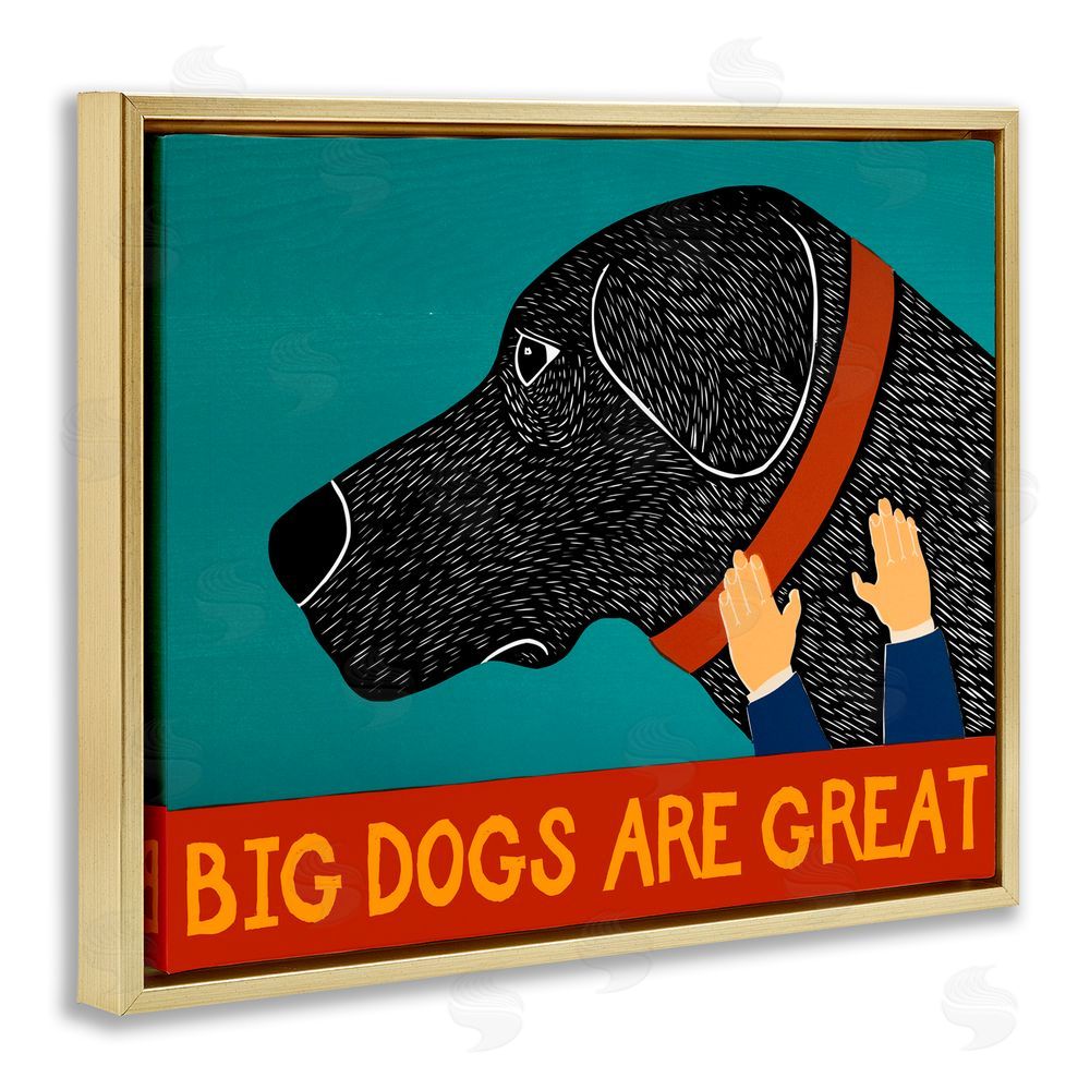 Stephen Huneck Big Dogs Are Great Gold Floating Frame Canvas Wall Art Print