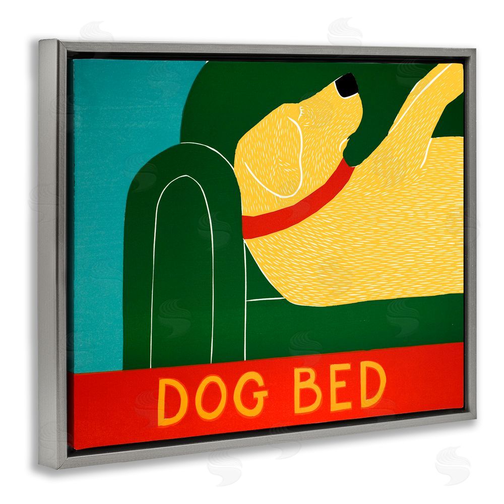 Stephen Huneck Dog Bed Labrador Gray Floating Frame Canvas Wall Art Print