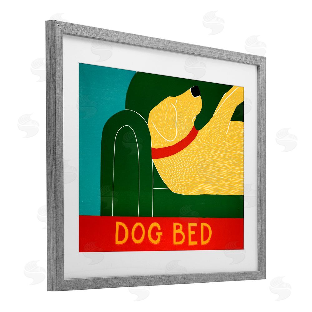 Stephen Huneck Dog Bed Labrador Gray Framed Print Under Glass Wall Art