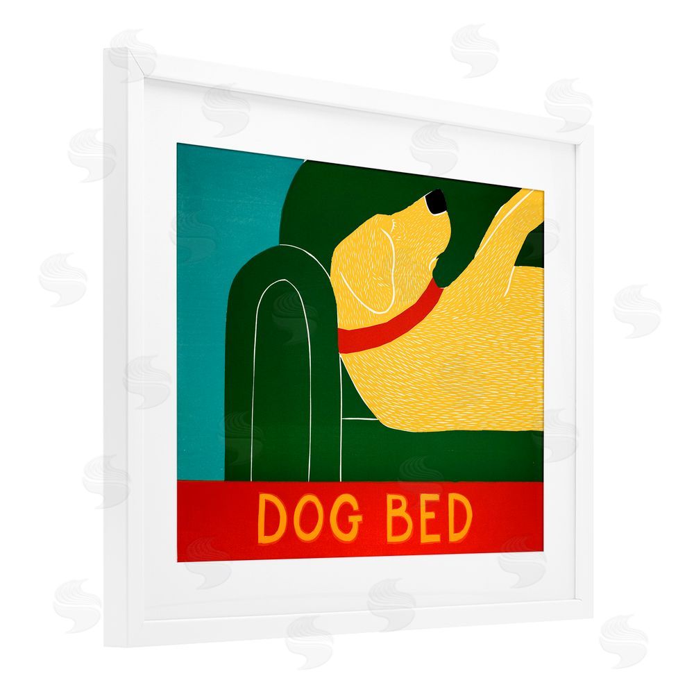 Stephen Huneck Dog Bed Labrador White Framed Print Under Glass Wall Art