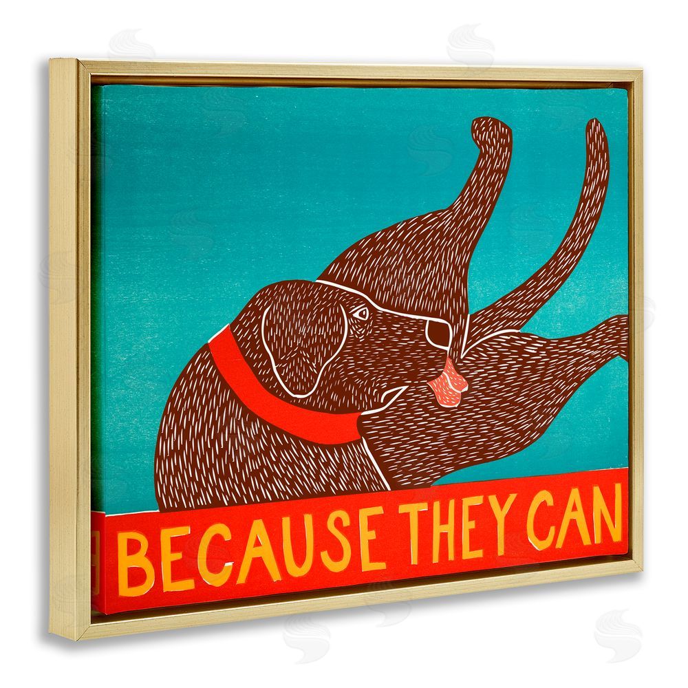 Stephen Huneck Because They Can Funny Dog Gold Floating Frame Canvas Wall Art Print