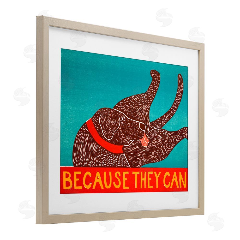 Stephen Huneck Because They Can Funny Dog Brown Framed Print Under Glass Wall Art