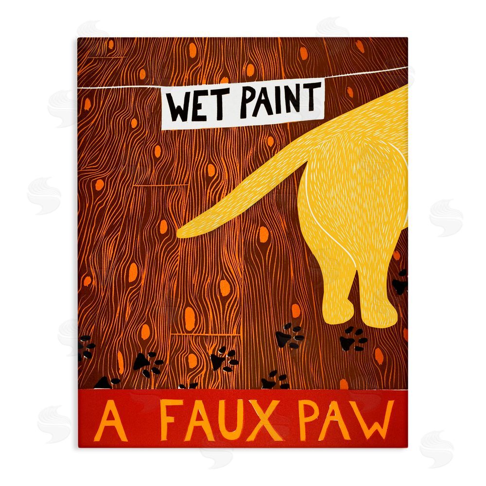 Stephen Huneck Wet Paint Faux Paw Stretched Canvas Wall Art Print