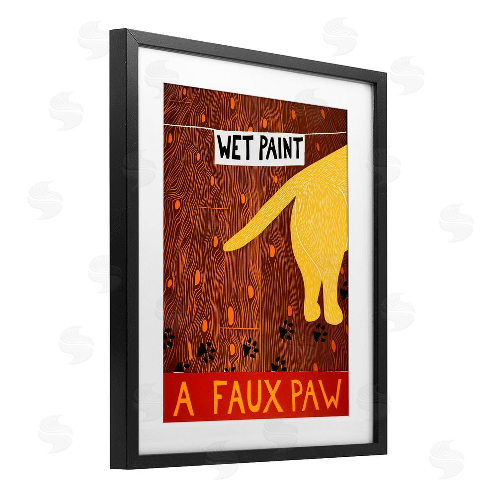 Stephen Huneck Wet Paint Faux Paw Black Framed Print Under Glass Wall Art