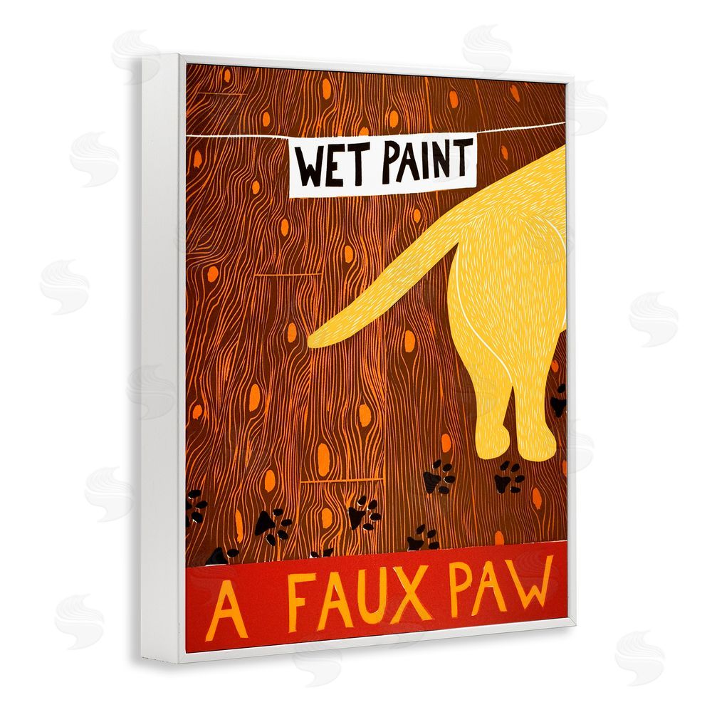 Stephen Huneck Wet Paint Faux Paw White Framed Giclee Print Wall Art