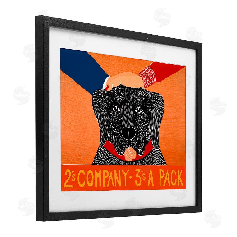 Stephen Huneck 2's Company Dog Black Framed Print Under Glass Wall Art