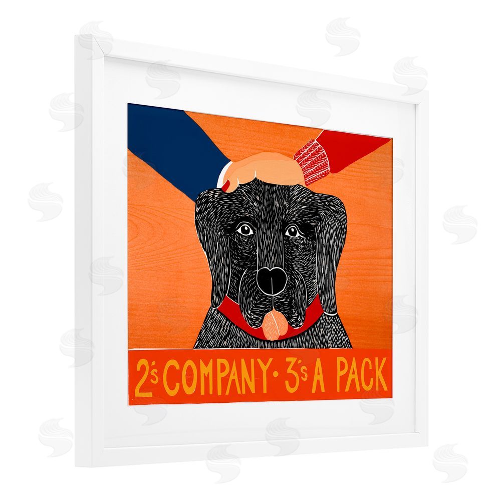 Stephen Huneck 2's Company Dog White Framed Print Under Glass Wall Art
