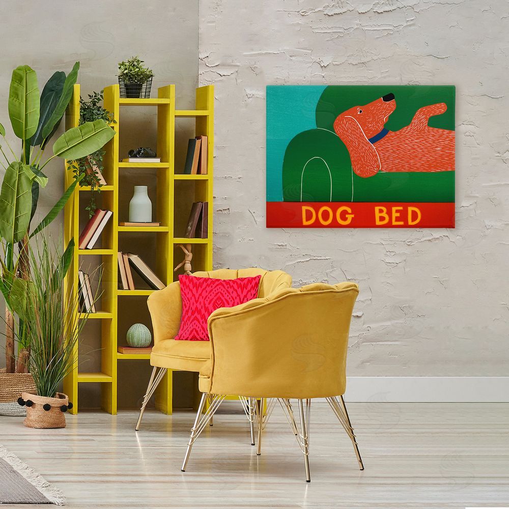 Stephen Huneck Dog Bed Couch Stretched Canvas Wall Art Print in Room