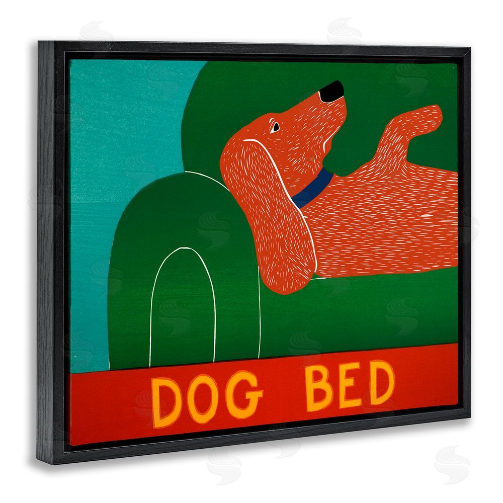 Stephen Huneck Dog Bed Couch Black Floating Frame Canvas Wall Art Print