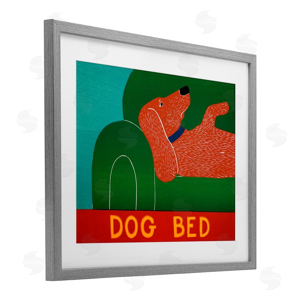 Stephen Huneck Dog Bed Couch Gray Framed Print Under Glass Wall Art