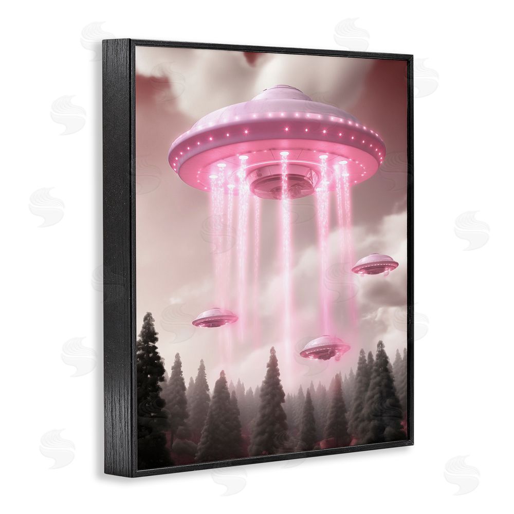 Sasha Glam UFO with Pink Beams Black Framed Giclee Print Wall Art