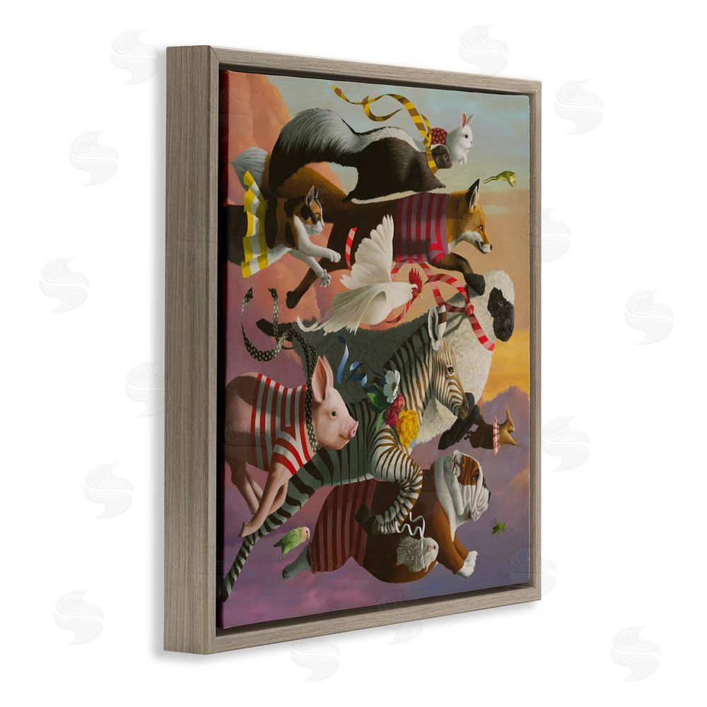 Heather Gauthier Thick As Thieves Animals Brown Floating Frame Canvas Wall Art Print