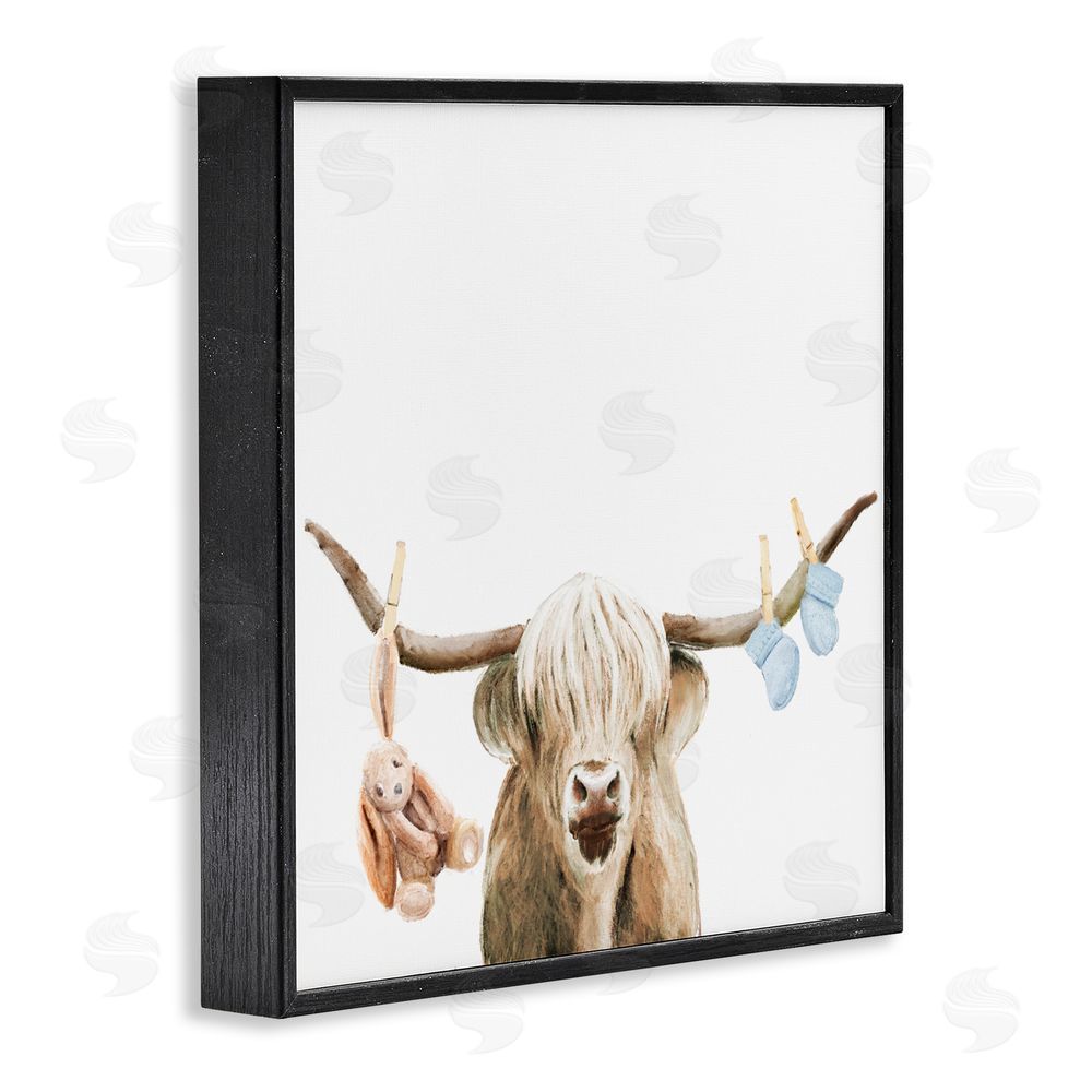 Ali Lynne Highland Cow Baby Boy Black Framed Giclee Print Wall Art