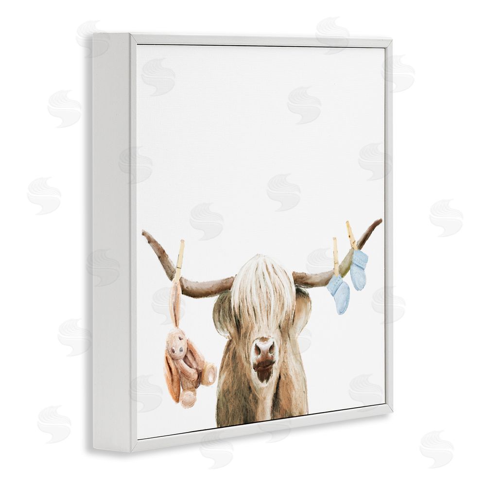 Ali Lynne Highland Cow Baby Boy White Framed Giclee Print Wall Art