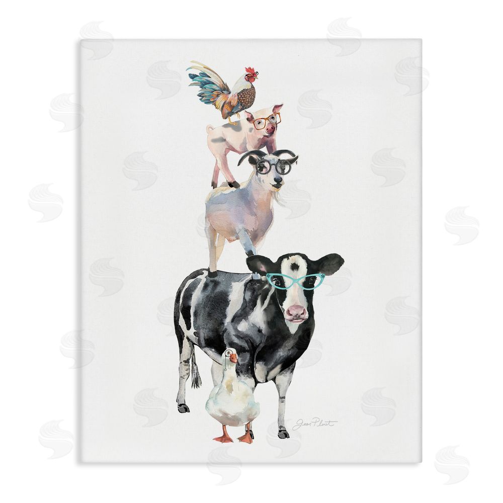 Jean Plout Farm Animal Family Stretched Canvas Wall Art Print