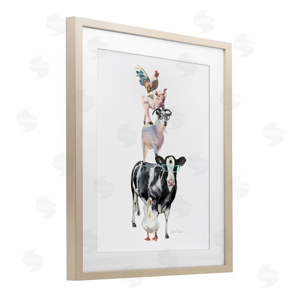 Jean Plout Farm Animal Family Brown Framed Print Under Glass Wall Art