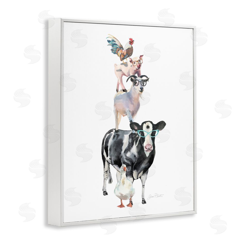 Jean Plout Farm Animal Family White Framed Giclee Print Wall Art