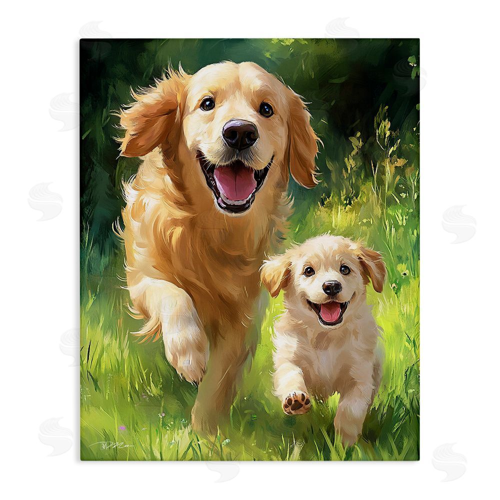 Momart Father & Son Labrador Stretched Canvas Wall Art Print
