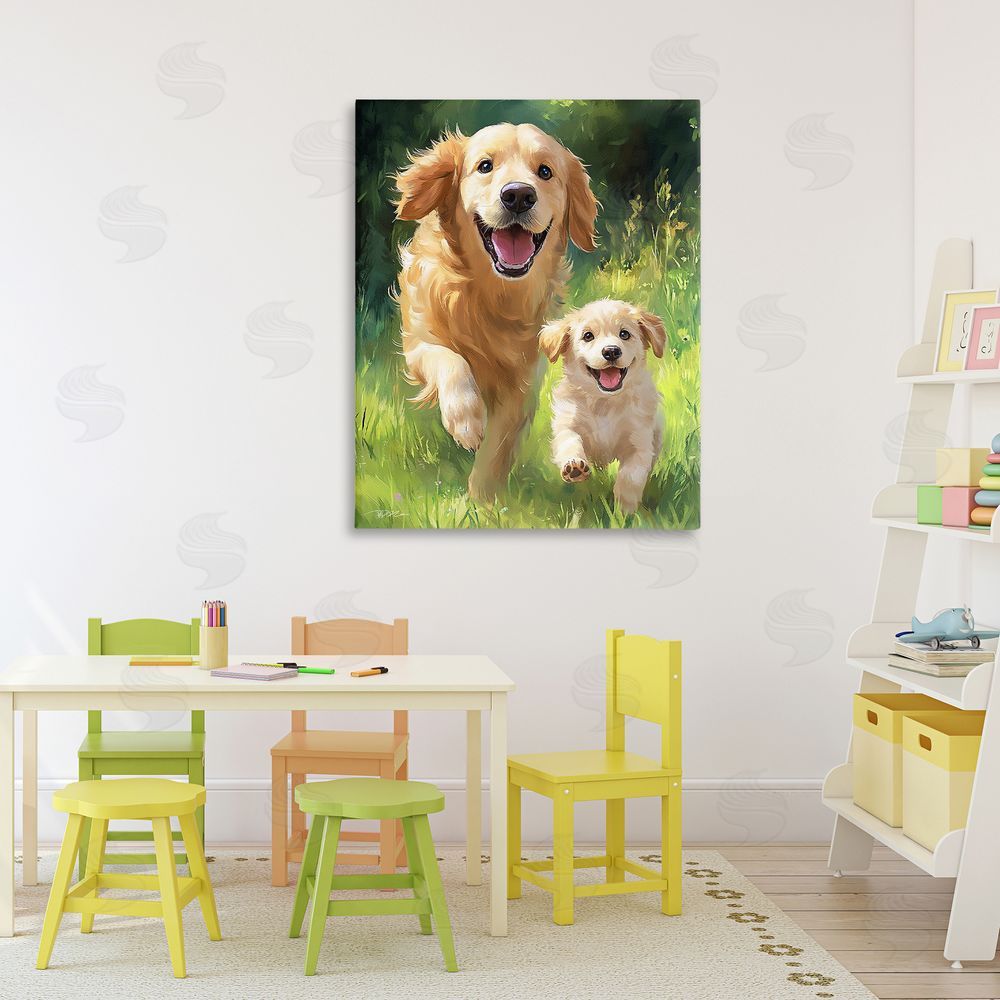 Momart Father & Son Labrador Stretched Canvas Wall Art Print in Room