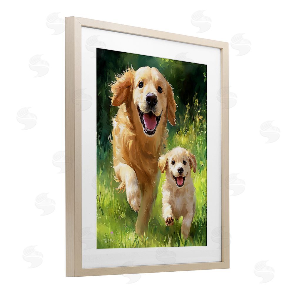 Momart Father & Son Labrador Brown Framed Print Under Glass Wall Art