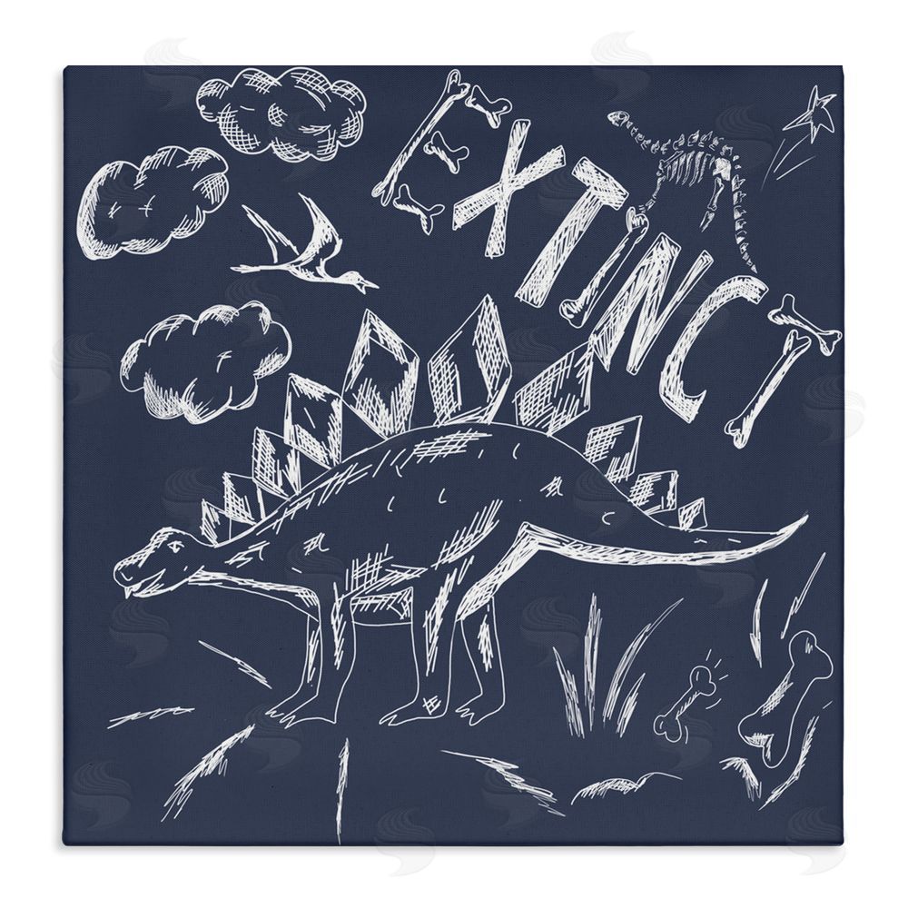 HUE and MI and Sangita Sketchy Extinct Dinosaur Stretched Canvas Wall Art Print