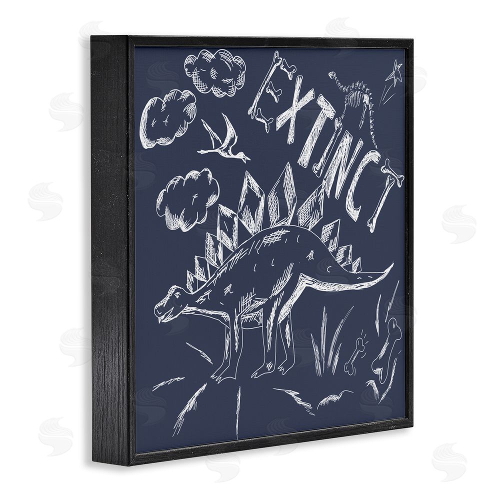 HUE and MI and Sangita Sketchy Extinct Dinosaur Black Framed Giclee Print Wall Art