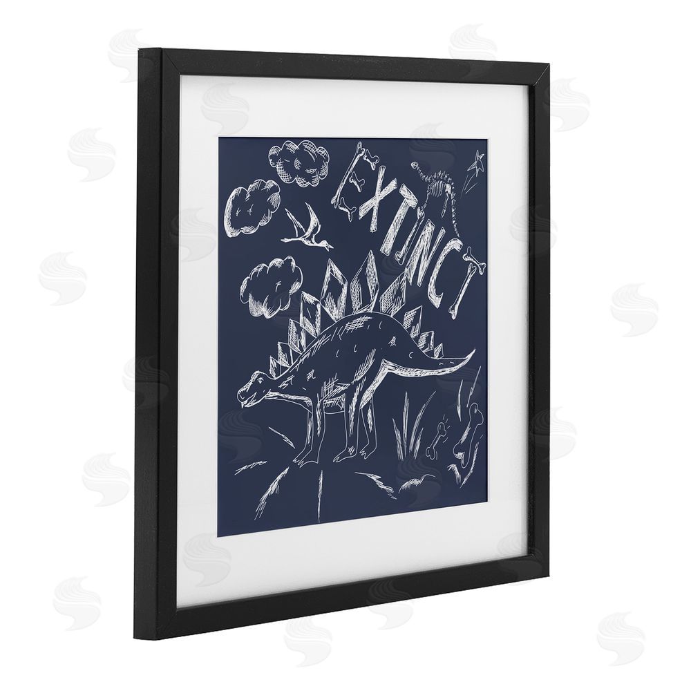 HUE and MI and Sangita Sketchy Extinct Dinosaur Black Framed Print Under Glass Wall Art
