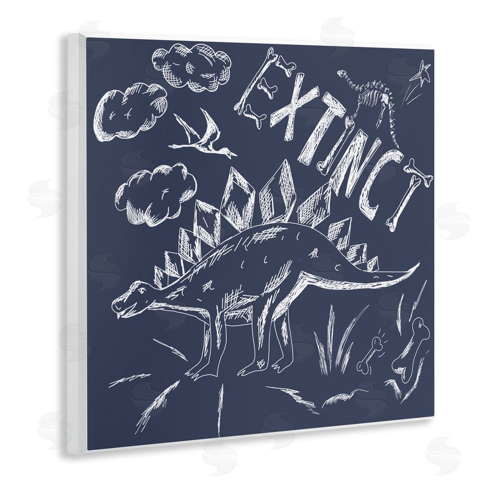 HUE and MI and Sangita Sketchy Extinct Dinosaur Wooden Wall Plaque Art Print