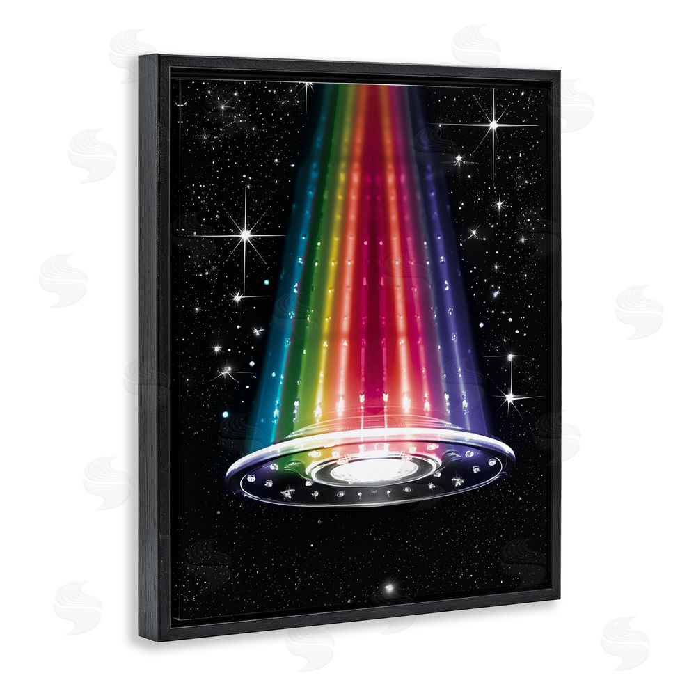 Sasha Rainbow Galaxy UFO Black Floating Frame Canvas Wall Art Print